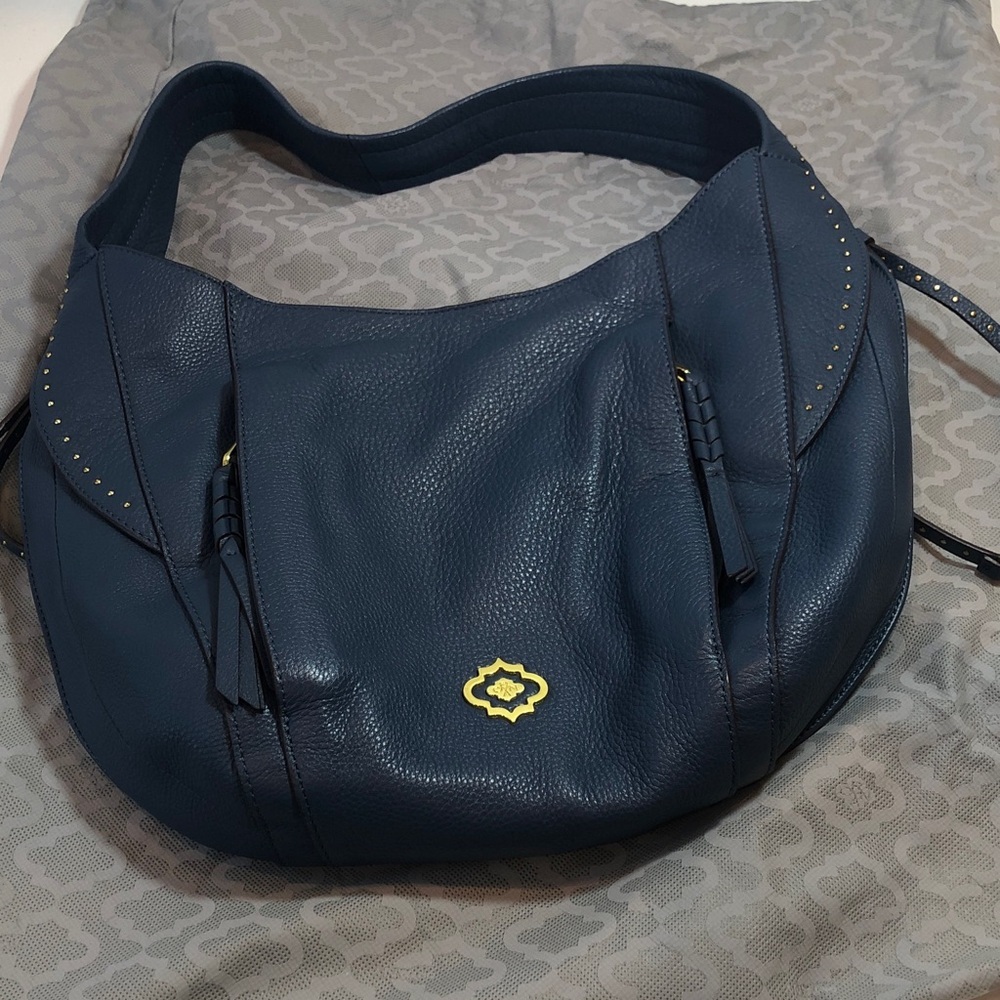 OrYANY Chic Soft Blue Pebble Leather Hobo Bag Gold Hardware and Studs NWOT - Picture 14 of 16